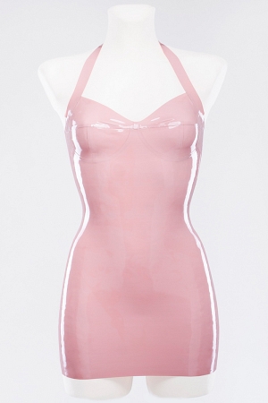 Нежно-розовое платье из латекса с чашками